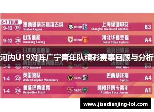 河内U19对阵广宁青年队精彩赛事回顾与分析